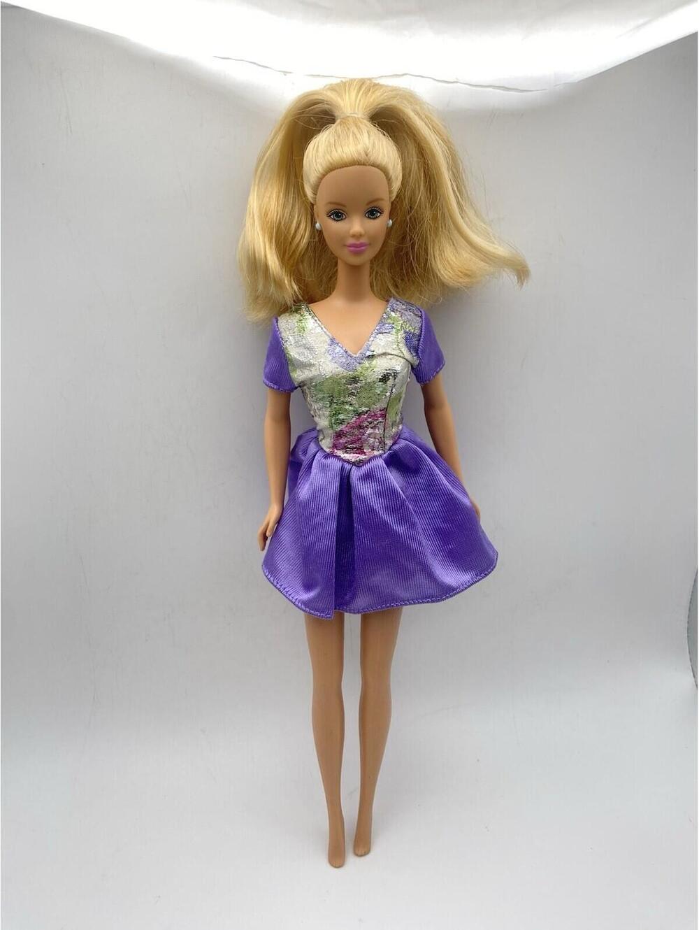 TNT Barbie Blonde Blue Eyes  Purple (Pink Label )Dress Vintage B14